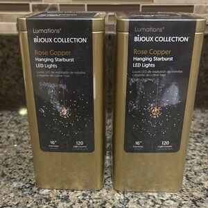 Rose Copper Hanging Starburst LED Lights NIB- 2 count